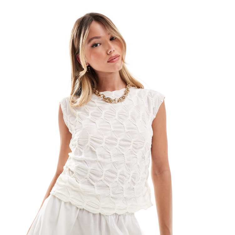 トップス MONOHA Sheer short sleeveless knit ivory Mesh Short Sweater | Sleeveless | UNIQLO US