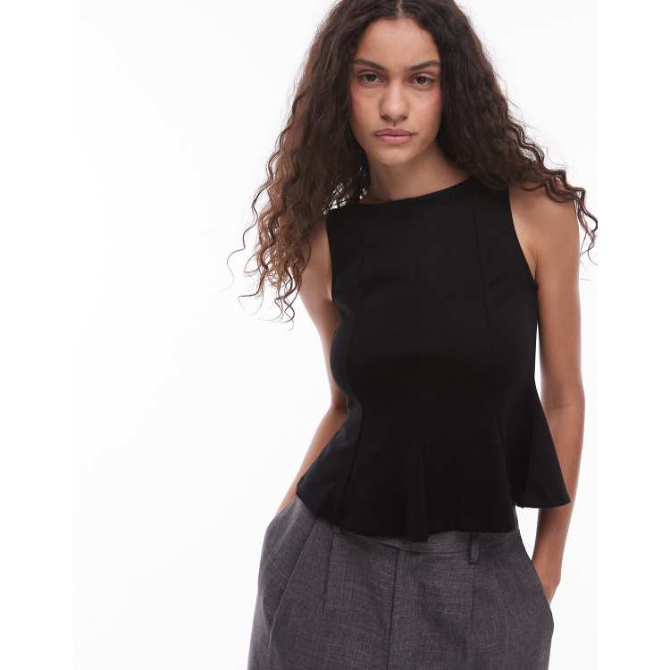 トップス Acka. peplum loose sweat black トップス Acka. peplum loose sweat black PEPLUM TOP - Black