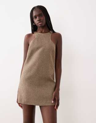 Mango Sleeveless Tailored Mini Dress In Brown