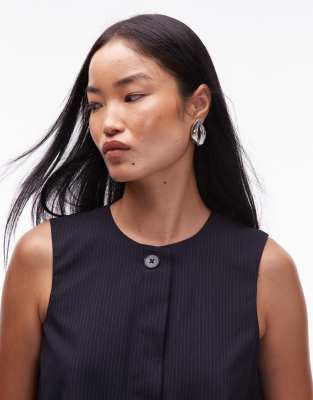 Mango Sleeveless Tailored Top In Blue