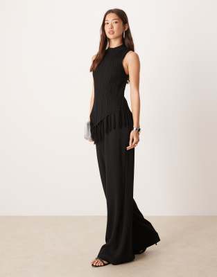 Mango Sleeveless Textured Jumpsuit In Black