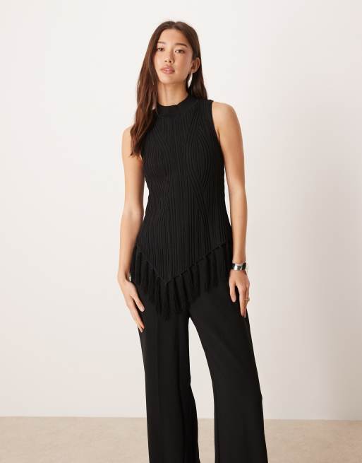 Mango sleeveless textured jumpsuit in black, 4 of 4