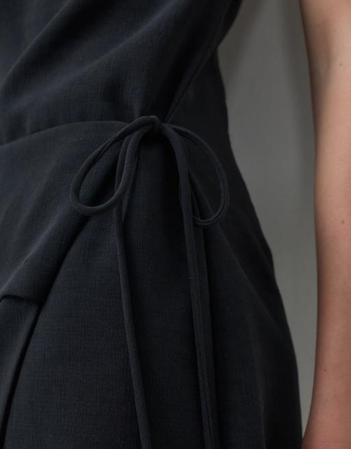 Mango sleeveless tie side mini dress in black, 2 of 4