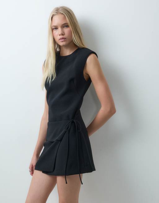 Mango sleeveless tie side mini dress in black, 3 of 4