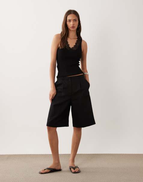 Mango sleeveless top with lace trim in black - view 1