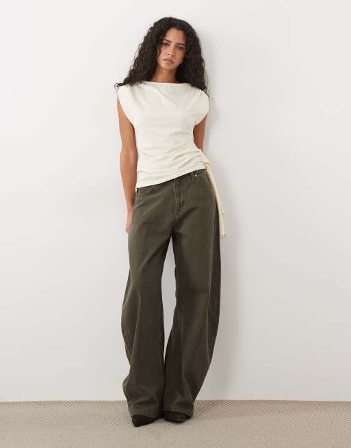 Mango sleeveless top with tie waist in ecru, 2 of 4