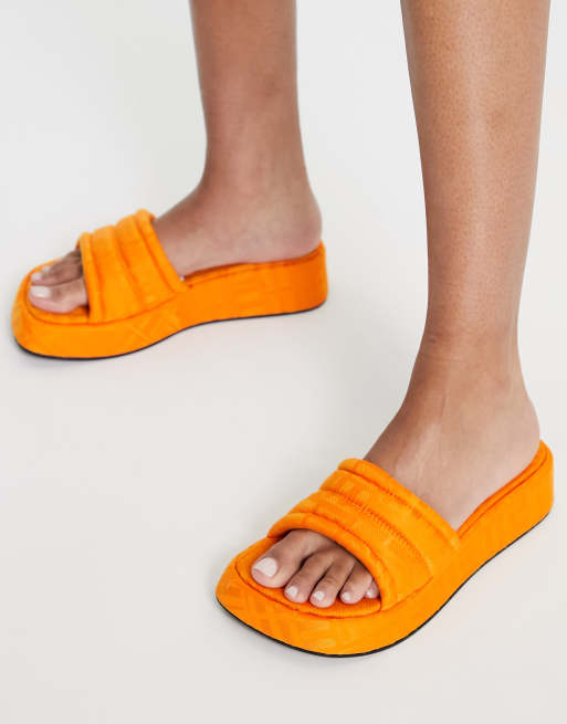 Mango - Sliders arancione acceso con dettagli jacquard