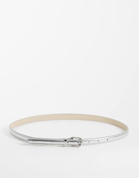 Mango slim belt in silver - view 1