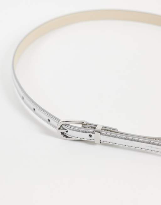 Mango slim belt in silver, 2 of 3
