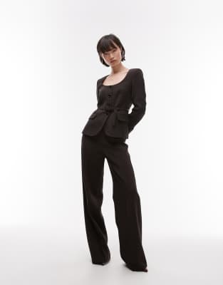 Mango Slim Belted Waist Blazer