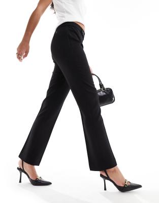 BUTTONED STRAIGHT LEG PANTS - Black