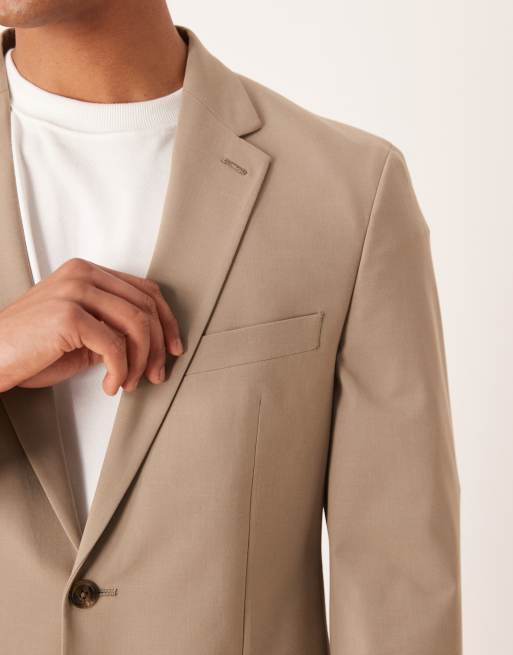 Mango slim fit blazer in beige , 5 of 5