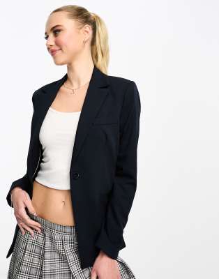 Mango Blazer Dark Navy In Navy