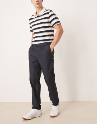 Mango - Slim-fit broek van katoen in marineblauw - view 1