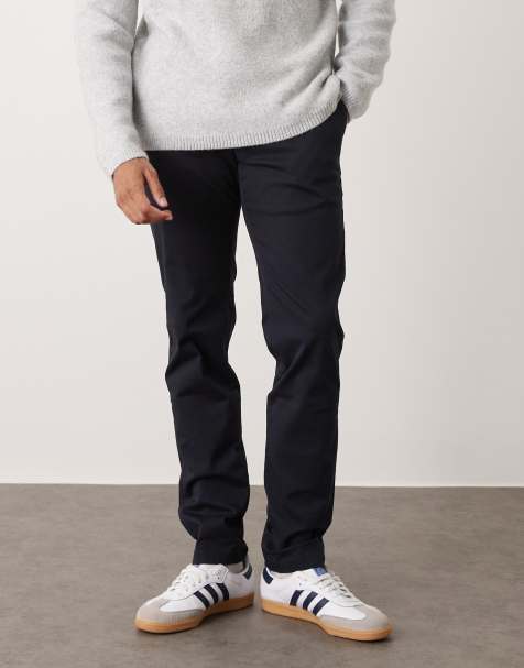 Mango - Slim-fit broek van katoen in marineblauw - view 1