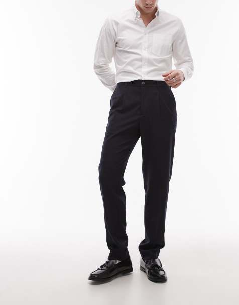 Mango - Slim-fit broek van wolmix in marineblauw - view 1