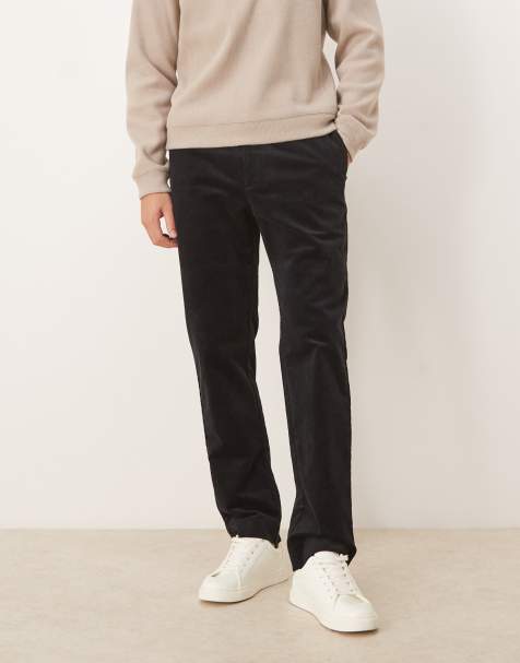 Mango slim fit corduroy pants in black - view 1