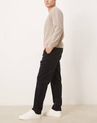 Mango Slim Fit Corduroy Pants In Black