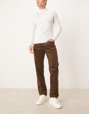 Mango Slim Fit Corduroy Pants In Black