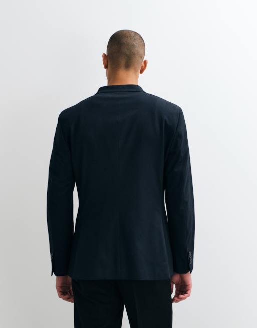 Mango slim fit double breasted suit blazer co-ord in navy, 3 of 5