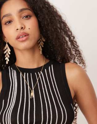 Mango Slim Fit Fine Knit Striped Tank Top