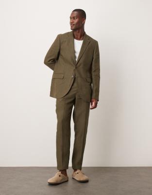 asos Mango slim fit linen suit co-ord in khaki