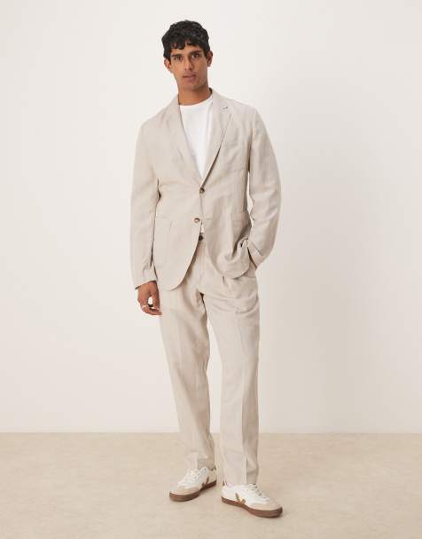 Mango - Slim-fit pak van linnenmix in lichtbeige, deel van co-ord set - view 1
