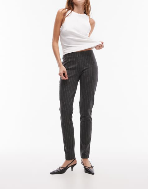 Mango slim fit pinstripe trouser in grey - view 1