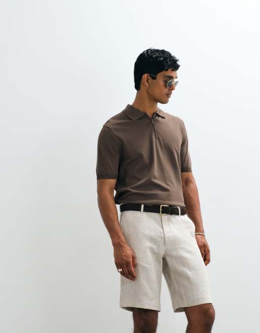 Mango - Slim-fit short van 100% linnen in ecru, 2 van 5