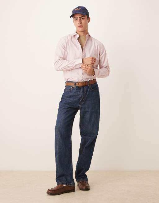 Mango slim fit smart pinstripe shirt in pink, 4 of 4