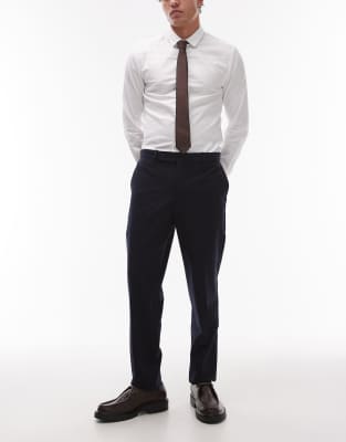 Mango slim fit smart tailored trouser in  navy - view 1
