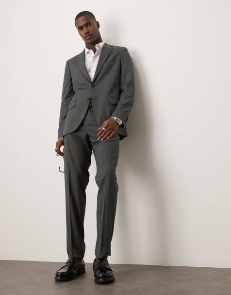 Mango slim fit suit trouser in grey check co-ord