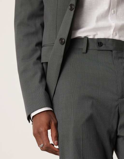 Mango slim fit suit trouser in grey check co-ord, 3 of 5