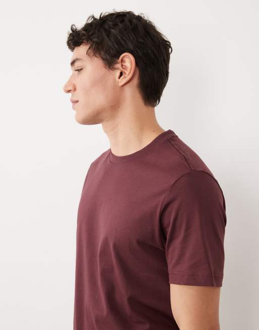 Mango - Slim-fit T-shirt van 100% katoen in bordeauxrood, 4 van 5