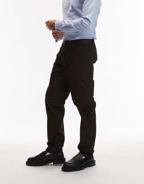 Mango slim fit tailored pants in dark brown - view 1