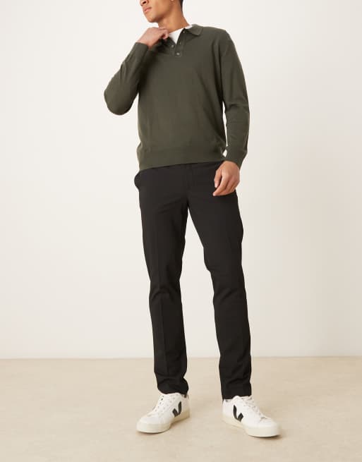 Mango slim fit trousers in black      , 2 of 5