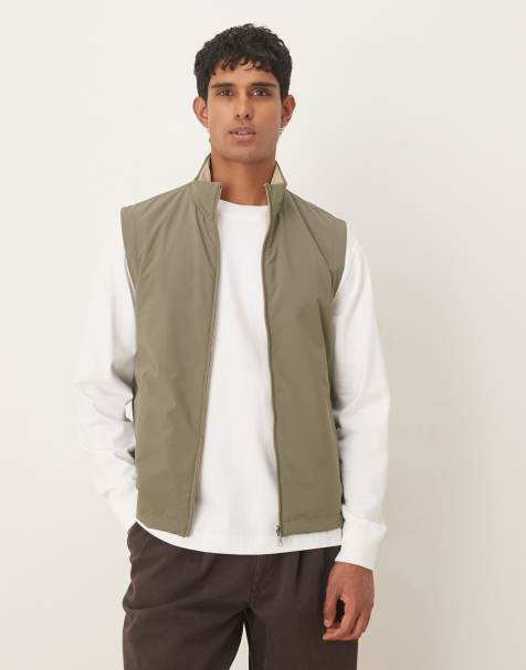 Mango slim fit vest in olive green - view 1