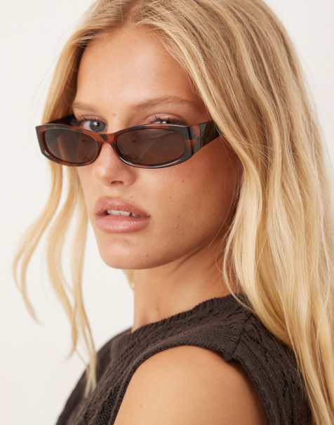 Mango slim frame sunglasses in tortoise shell - view 1