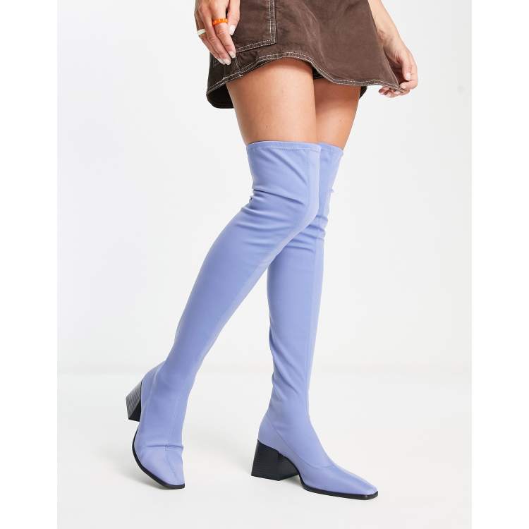 Blue high knee clearance boots