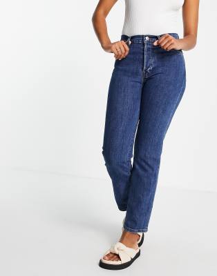 Mango slim leg jeans in blue | ASOS