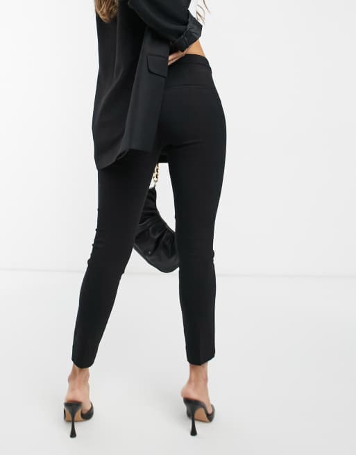 Mango slim leg tailored cigarette pants in black ASOS