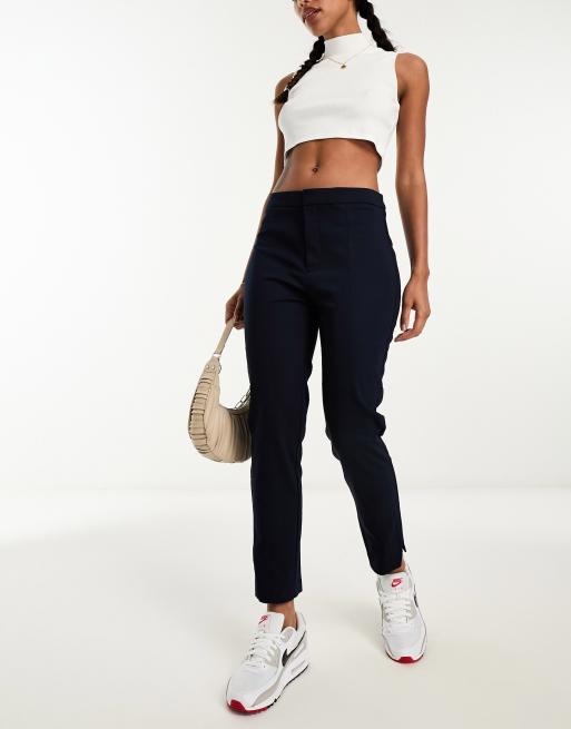 Mango slim leg tailored cigarette pants in navy