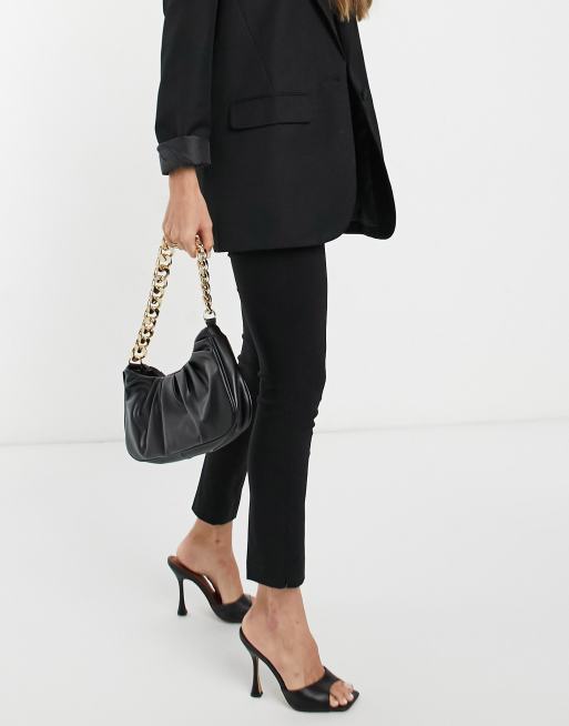 Mango slim leg tailored cigarette trousers in black