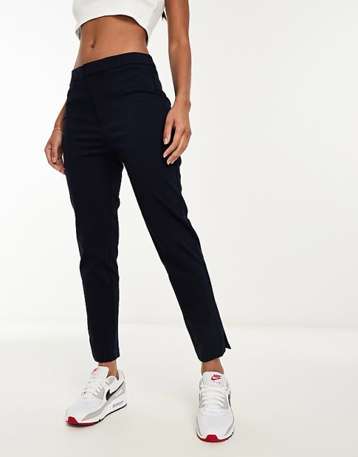 slim cigarette trousers Cotton and viscose | Amber beige zip and jewel button fastening Comfort Fit Silk Cigarette Pants