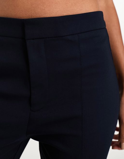mango slim leg cigarette trousers Mango slim leg tailored cigarette trousers in navy
