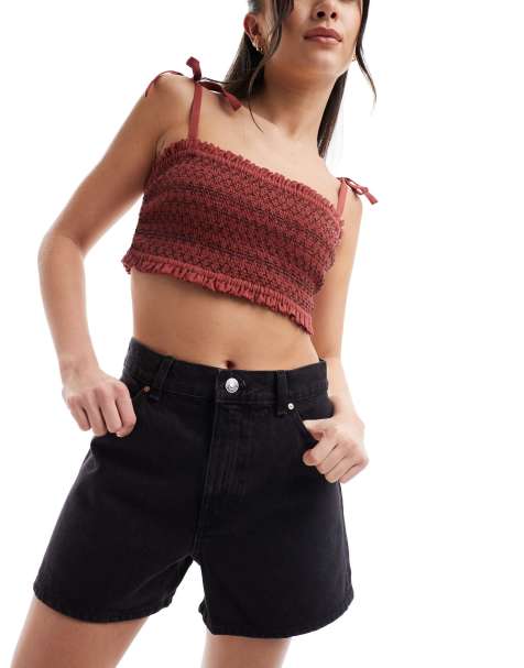 Mango slim shorts in black - view 1