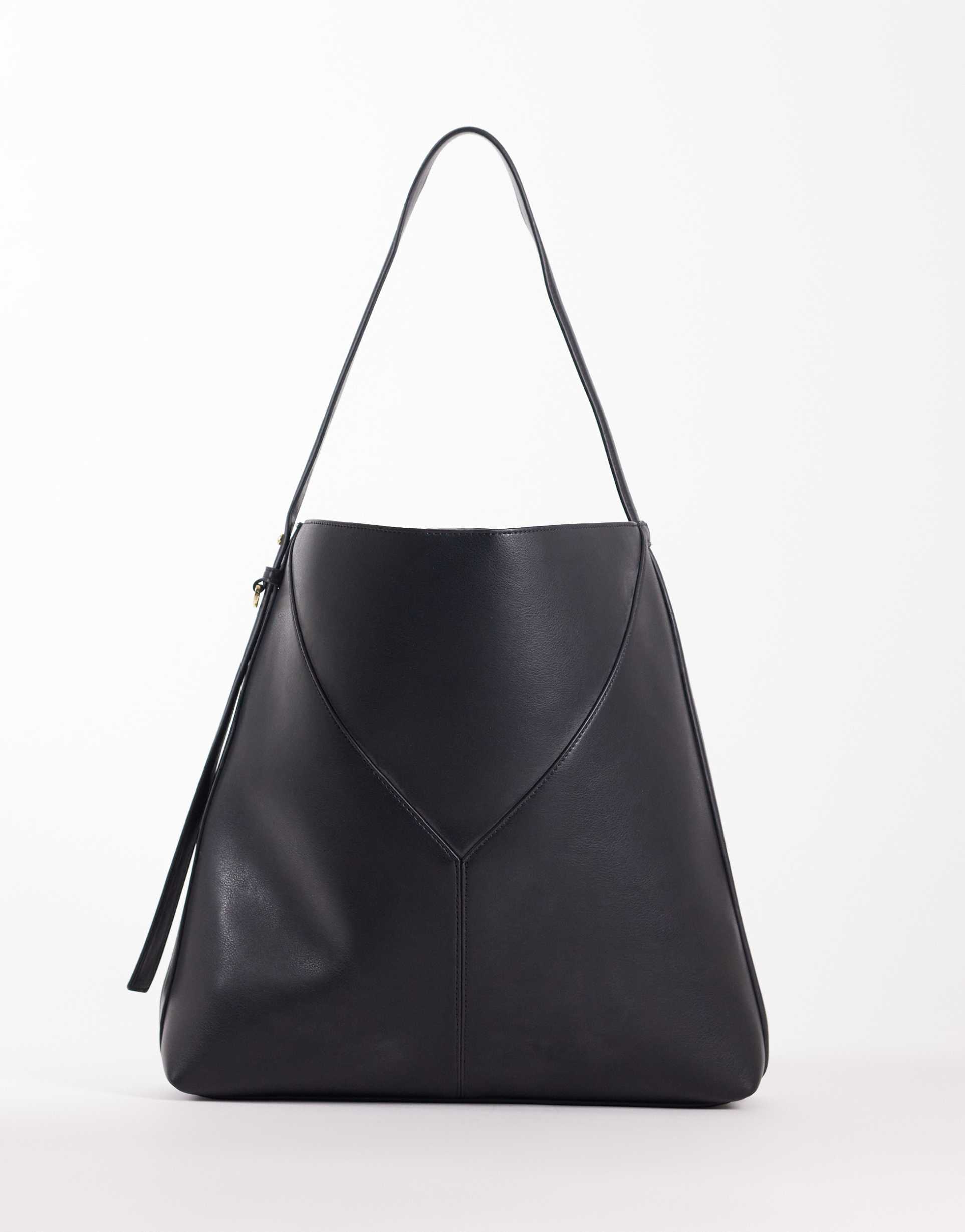 mango slim shoulder bag in black