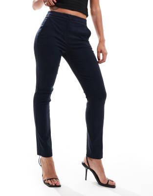 slim tailored pants in navy