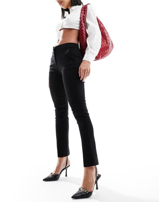 Mango high waisted slim tailored trouser in black