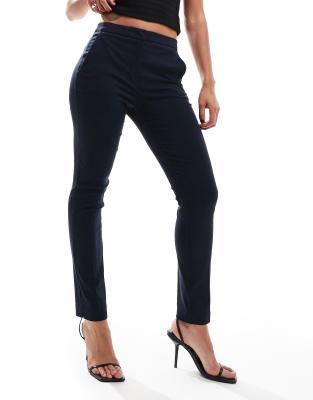 Mango Mango slim tailored trousers in navy